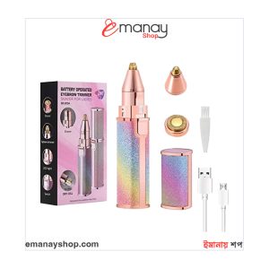 2 in 1 electric eyebrow trimmer and facial hair remover for women, rechargeable portable beauty tool.