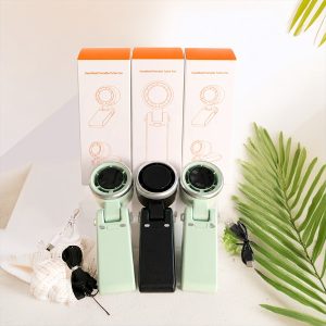 Premium handheld turbo fan with powerful airflow, USB rechargeable battery and portable design for home, office and travel use.