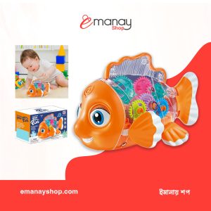 Transparent Gear Fish Toy with LED Lights and Music