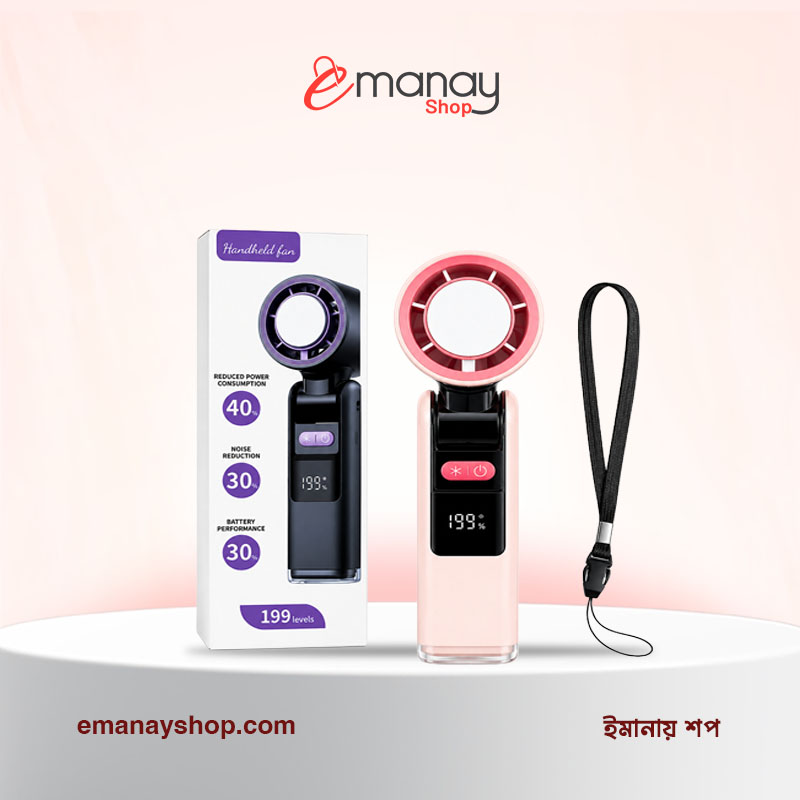 K801 Handheld Portable Mini Charger Fan – Ultra-High Speed LCD Display Fan - Image 2